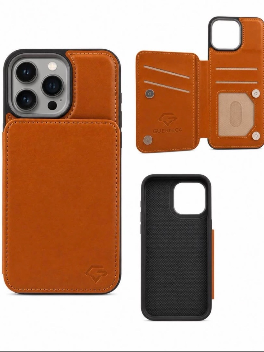 Tan Leather Wallet Phone Case with Card Slots IPhone 15 pro max